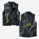 Custom Name Sherco Leather Vest - Personalized Logo Car Motorcycle Model