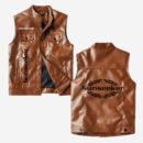 Custom Name Sunseeker Leather Vest - Personalized Logo Car Motorcycle Model