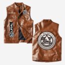 Custom Name Ural Motorcycles Leather Vest - Personalized Logo Car Motorcycle Model
