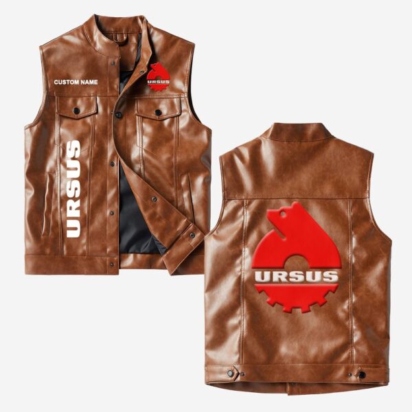 Custom Name Ursus Leather Vest - Personalized Logo Car Motorcycle Model - Image 2