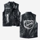 Custom Name Viper Leather Vest - Personalized Logo Car Motorcycle Model