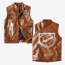 Custom Name Viper Leather Vest - Personalized Logo Car Motorcycle Model