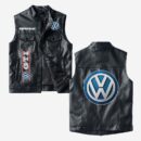 Custom Name Volkswagen Gti Leather Vest - Personalized Logo Car Motorcycle Model