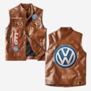 Custom Name Volkswagen Gti Leather Vest - Personalized Logo Car Motorcycle Model