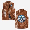 Custom Name Volkswagen Passat Leather Vest - Personalized Logo Car Motorcycle Model