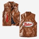 Custom Name Zetor Leather Vest - Personalized Logo Car Motorcycle Model