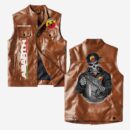 Custom Name Abarth Leather Vest - Personalized Logo Car Motorcycle Model