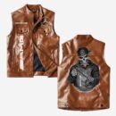 Custom Name Amg Leather Vest - Personalized Logo Car Motorcycle Model