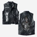 Custom Name Arctic Cat Leather Vest - Personalized Logo Car Motorcycle Model
