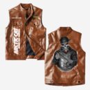 Custom Name Arctic Cat Leather Vest - Personalized Logo Car Motorcycle Model