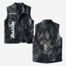 Custom Name Audi Leather Vest - Personalized Logo Car Motorcycle Model