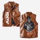 Custom Name Audi Leather Vest - Personalized Logo Car Motorcycle Model