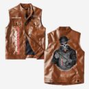 Custom Name Audi Quattro Leather Vest - Personalized Logo Car Motorcycle Model