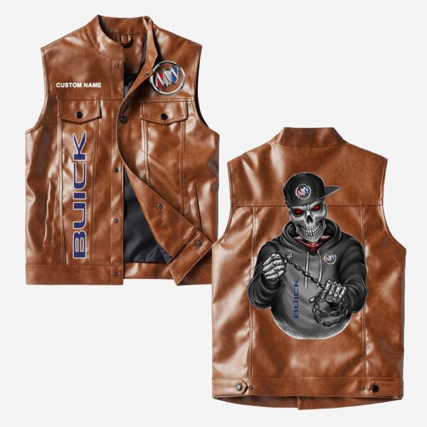Custom Name Buick Leather Vest - Personalized Logo Car Motorcycle Model - Image 2