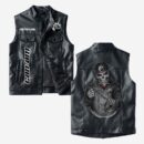 Custom Name Can Am Leather Vest - Personalized Logo Car Motorcycle Model