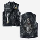 Custom Name Caterpillar Inc Leather Vest - Personalized Logo Car Motorcycle Model