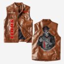 Custom Name Claas Leather Vest - Personalized Logo Car Motorcycle Model