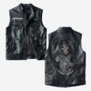 Custom Name Deutz Fahr Leather Vest - Personalized Logo Car Motorcycle Model