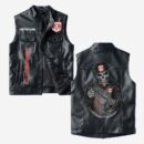 Custom Name Dodge Charger Leather Vest - Personalized Logo Car Motorcycle Model