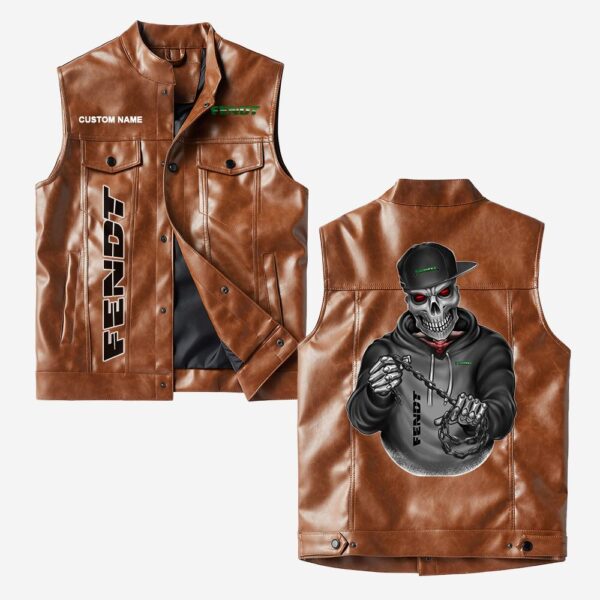 Custom Name Fendt Leather Vest - Personalized Logo Car Motorcycle Model - Image 2