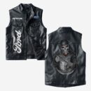 Custom Name Ford Motor Company Leather Vest - Personalized Logo Car Motorcycle Model