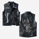 Custom Name Ford Racing Leather Vest - Personalized Logo Car Motorcycle Model