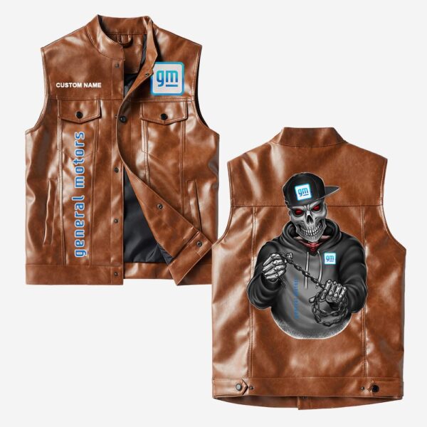 Custom Name General Motors Leather Vest - Personalized Logo Car Motorcycle Model - Image 2