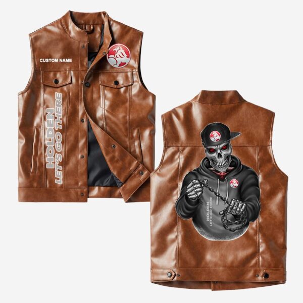 Custom Name Holden Leather Vest - Personalized Logo Car Motorcycle Model - Image 2