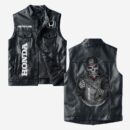 Custom Name Honda Leather Vest - Personalized Logo Car Motorcycle Model