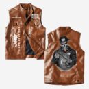Custom Name Jeep Leather Vest - Personalized Logo Car Motorcycle Model