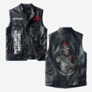 Custom Name Mitsubishi Leather Vest - Personalized Logo Car Motorcycle Model