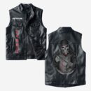Custom Name Nissan Leather Vest - Personalized Logo Car Motorcycle Model