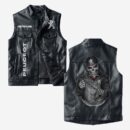 Custom Name Peugeot Leather Vest - Personalized Logo Car Motorcycle Model