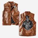 Custom Name Peugeot Leather Vest - Personalized Logo Car Motorcycle Model
