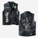 Custom Name Skoda Leather Vest - Personalized Logo Car Motorcycle Model