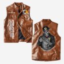 Custom Name Smart Leather Vest - Personalized Logo Car Motorcycle Model