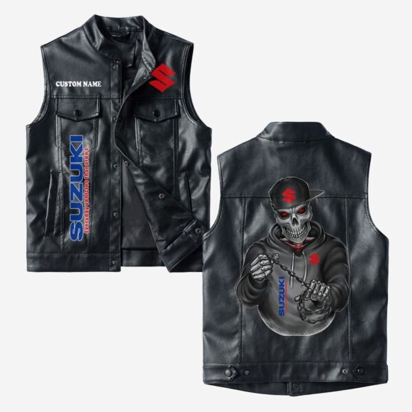 Suzuki Vest Leather Jacket, Vintage Style, Personalized Gift For Car And Motorcycle Loves
