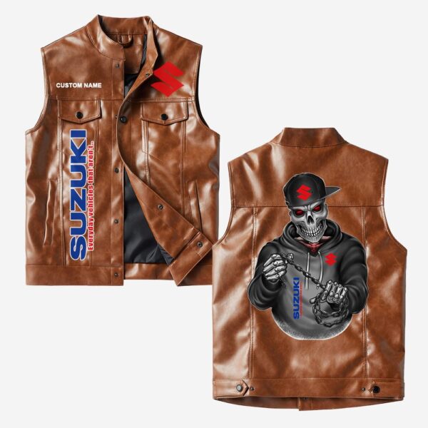 Suzuki Vest Leather Jacket, Vintage Style, Personalized Gift For Car And Motorcycle Loves - Image 2