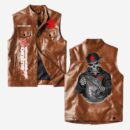 Custom Name Suzuki Hayabusa Leather Vest - Personalized Logo Car Motorcycle Model