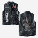 Custom Name Tatra Leather Vest - Personalized Logo Car Motorcycle Model
