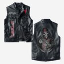 Custom Name Tesla Motors Leather Vest - Personalized Logo Car Motorcycle Model
