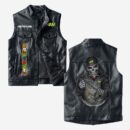 Custom Name Valentino Rossi 46 Leather Vest - Personalized Logo Car Motorcycle Model