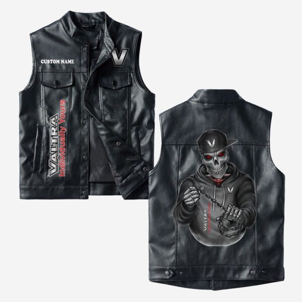 Custom Name Valtra Leather Vest - Personalized Logo Car Motorcycle Model