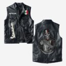 Custom Name Vespa Leather Vest - Personalized Logo Car Motorcycle Model