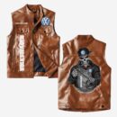 Custom Name Volkswagen Leather Vest - Personalized Logo Car Motorcycle Model