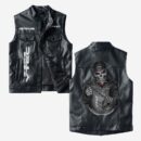 Custom Name DOHC VTEC Leather Vest - Personalized Logo Car Motorcycle Model