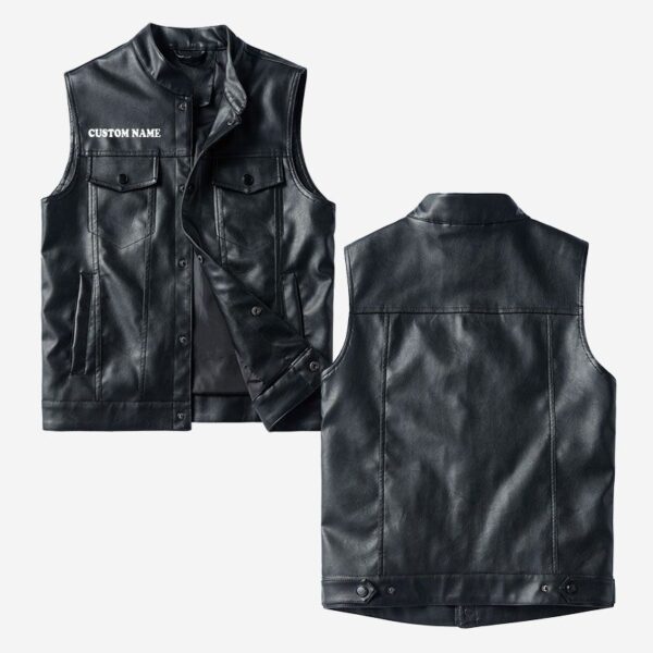 Custom Name Leather Vest - Personalized Logo Car Motorcycle Model
