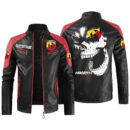 Custom Name Abarth Contrast Leather Jacket - Personalized Logo Car Motorcycle Model