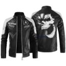 Custom Name Acura Contrast Leather Jacket - Personalized Logo Car Motorcycle Model