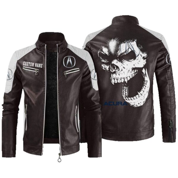Custom Name Acura Contrast Leather Jacket - Personalized Logo Car Motorcycle Model - Image 3